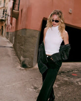 Cottony Rib Mock Neck Tank | White