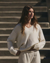 Émilie Cashmere Oversized V-Neck | Porcelain