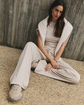 Halo Essential Wideleg Pant - Short | Ecru Heather