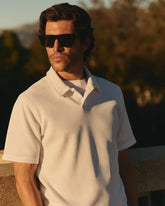 Short Sleeve Lightweight Tech Waffle Polo - Relaxed Fit | White