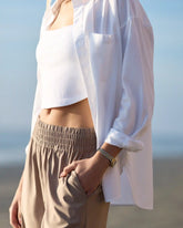 Long Sleeve Kensington Relaxed Button Down | White