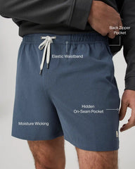 Banks Session Short Unlined 5" | Azure Linen Texture