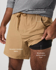 Vuori HardKore Short Lined 7" | Burlap