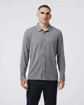 Long Sleeve Knit Twill Button Down | Heather Grey