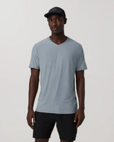 Strato Tech V-Neck Tee | Dusty Blue Heather