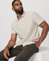 Short Sleeve Strato Button Down | Mushroom Heather
