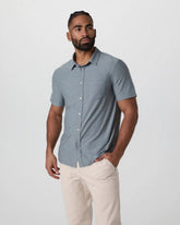 Short Sleeve Strato Button Down | Dusty Blue Heather