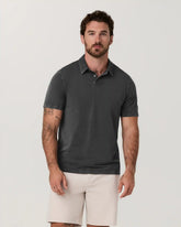 Short Sleeve Feather Polo | Dark Pewter Garment Dye