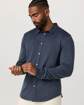 Long Sleeve Ponto Button Down Shirt | Azure Heather
