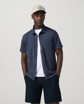 Short Sleeve Ponto Button Down Shirt | Azure Heather