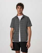 Short Sleeve Plaid Button Down Shirt | Dark Pewter
