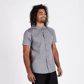 Crest Short Sleeve Button-Down | Grey Micro Dot