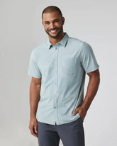 Short-Sleeve Bridge Button Down | Chalk Blue Falling Frond