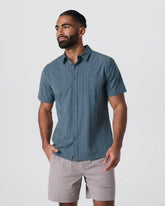 Short Sleeve Bridge Button Down | Light Deep Sea Stripe