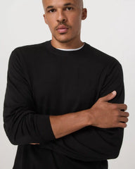 Merino Fine Gauge Wool Sweater | Black
