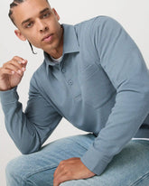 Long Sleeve Waffle Polo | Abyss