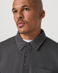 Long Sleeve Waffle Polo | Dark Pewter