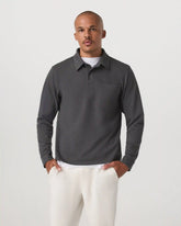 Long Sleeve Waffle Polo | Dark Pewter