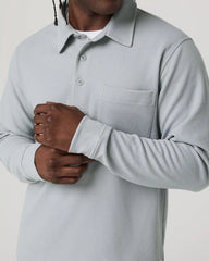 Long Sleeve Waffle Polo | Sea Fog