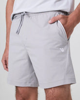 Crosscourt Short Unlined 7" | Amethyst Grey Logo Graphic