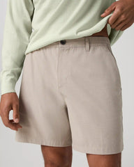Aim Elastic Waist Short 7" | Khaki Linen Texture