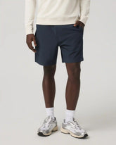 Aim Elastic Waist Short 7" | Navy Linen Texture