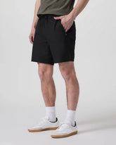 Cascade Crinkle Elastic Waist Short 8" | Black