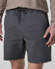 Cascade Crinkle Elastic Waist Short 8" | Charcoal