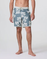 Cruise Boardshort | Dusty Blue Plumeria