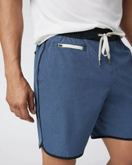 Banks Short Unlined 7" | Azure Linen Texture
