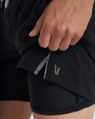 Trail Short | Black Heather Grey Stripe