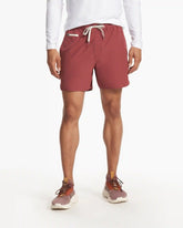 Banks Short Unlined 5" | Earth Red Linen Texture