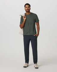 Aim Trouser Athletic Slim Fit 32" | Navy Linen Texture