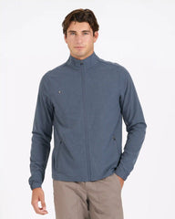 Venture Track Jacket | Navy Linen Texture