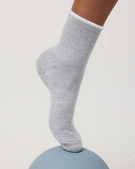 Half Crew Gripper Sock | Light Heather Grey