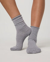 Quarter Crew Pointelle Sock | Light Heather Grey
