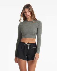 Long-Sleeve Lux Crop Tee | Dusty Pine Heather