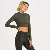Long-Sleeve Lux Crop Tee | Oregano Heather