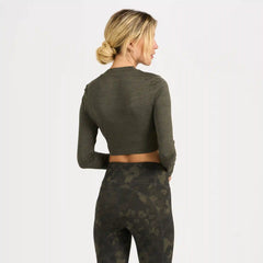 Long-Sleeve Lux Crop Tee | Oregano Heather