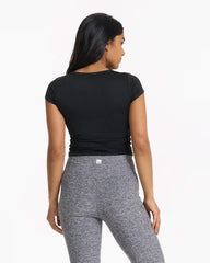 Short Sleeve Halo Crop | Black Heather