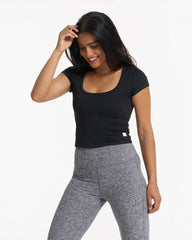 Short Sleeve Halo Crop | Black Heather