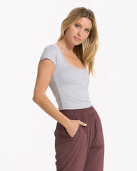 Short Sleeve Halo Crop | Pale Grey Heather