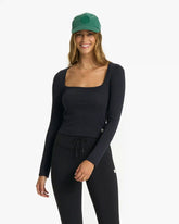 Long-Sleeve Sunrise Square Neck | Black