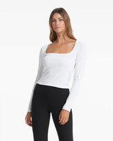 Long-Sleeve Sunrise Square Neck | White