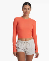 Long Sleeve Dune Crew | Light Papaya