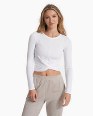 Long Sleeve Cove Twist Tee | White