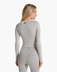 Long Sleeve Textured Chilled Out Top | Houndstooth