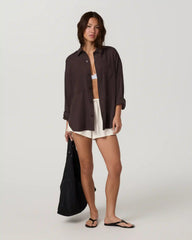 Trestles Twill Button Up | French Roast