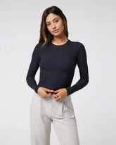 Long Sleeve Pose Corset Top | Black