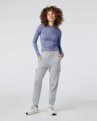 Long Sleeve Halo Ruched Tee | Blue Heron Heather